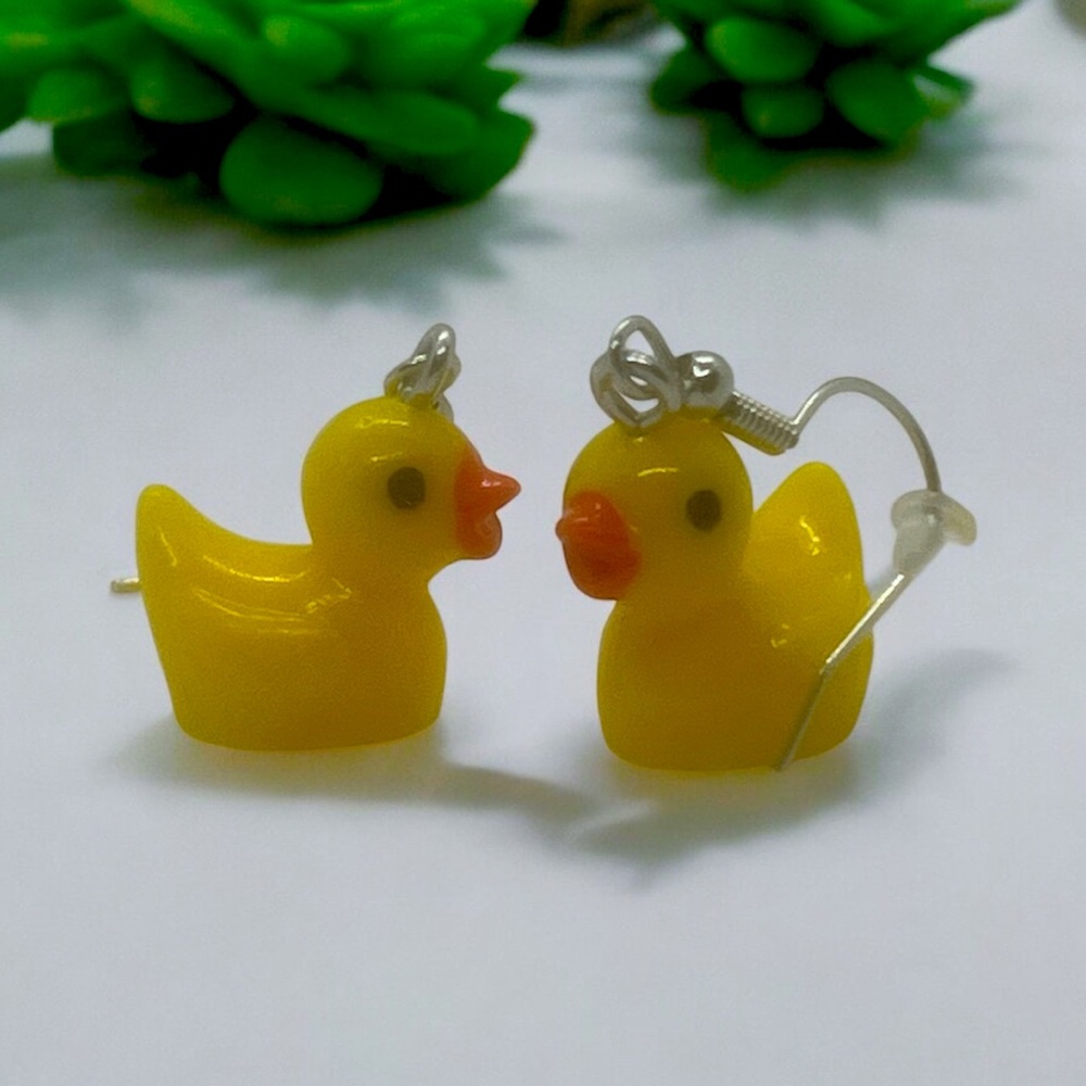 Playful Yellow Duck Earrings